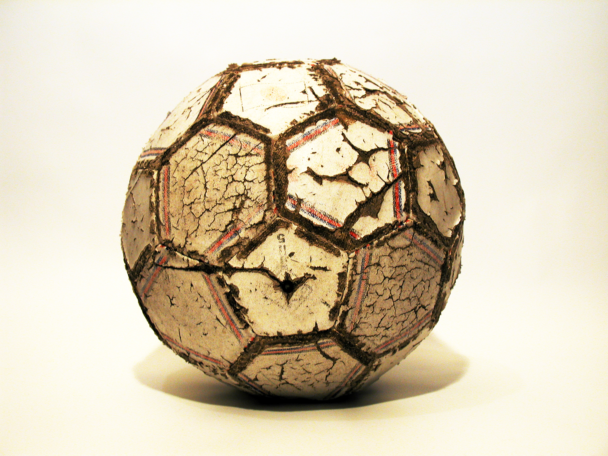 An old and well-worn football